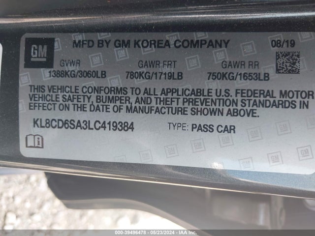 Chevrolet Spark Fwd 1lt Automatic 2020 KL8CD6SA3LC419384 Image 9