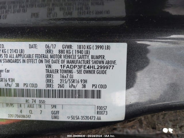Ford FOCUS SE 2017 1FADP3FE4HL299977 Image 9