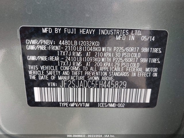 Subaru Forester 2.5i Premium 2015 JF2SJADC5FH445829 Image 9