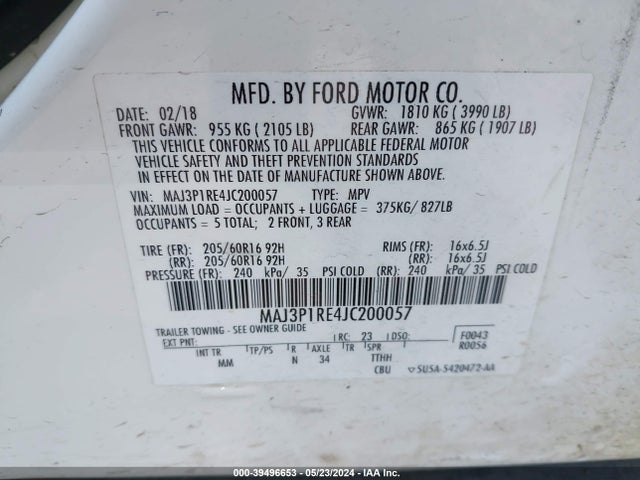 Ford ECOSPORT S 2018 MAJ3P1RE4JC200057 Image 9