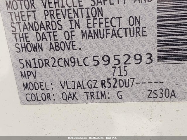 Nissan Pathfinder Sl 2wd 2020 5N1DR2CN9LC595293 Image 9