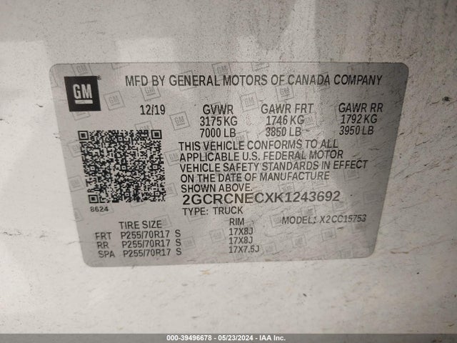 Chevrolet Silverado 1500 Ld Wt 2019 2GCRCNECXK1243692 Image 9