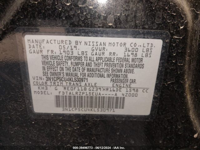 3N1CP5CU4KL530971 Nissan KICKS S