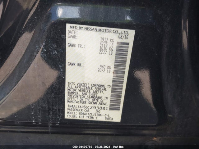 Nissan Altima 2.5 Sl 2016 1N4AL3AP8GC293881 Image 9