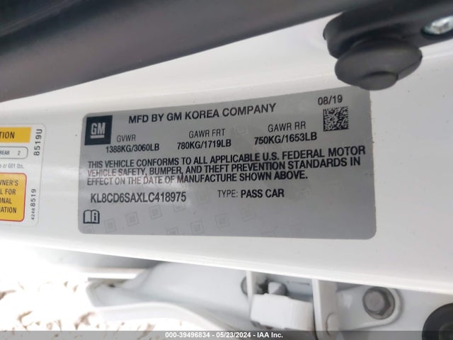 Chevrolet Spark Fwd 1lt Automatic 2020 KL8CD6SAXLC418975 Image 9