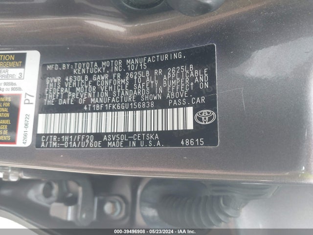 Toyota CAMRY SE 2016 4T1BF1FK6GU156838 Image 9