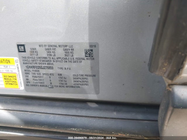 Chevrolet Traverse Ls 2016 1GNKRFED5GJ276859 Image 9