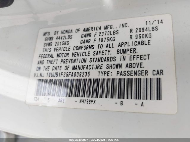 19UUB1F35FA009235 Acura TLX