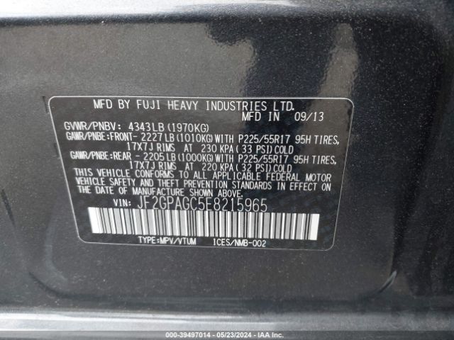 JF2GPAGC5E8215965 Subaru Xv Crosstrek 2.0i Limited