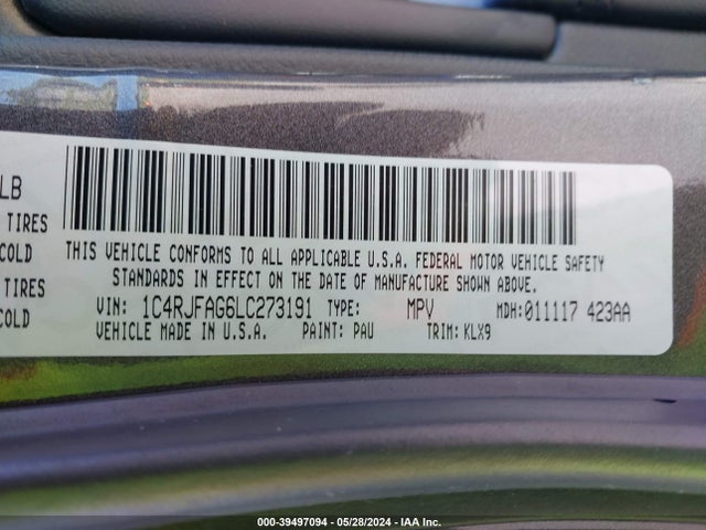 1C4RJFAG6LC273191 Jeep Grand Cherokee Altitude 4x4