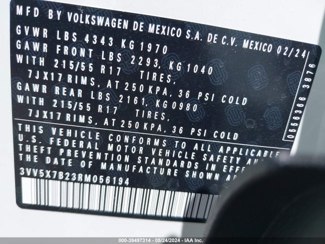 3VV5X7B23RM056194 Volkswagen Taos 1.5t S