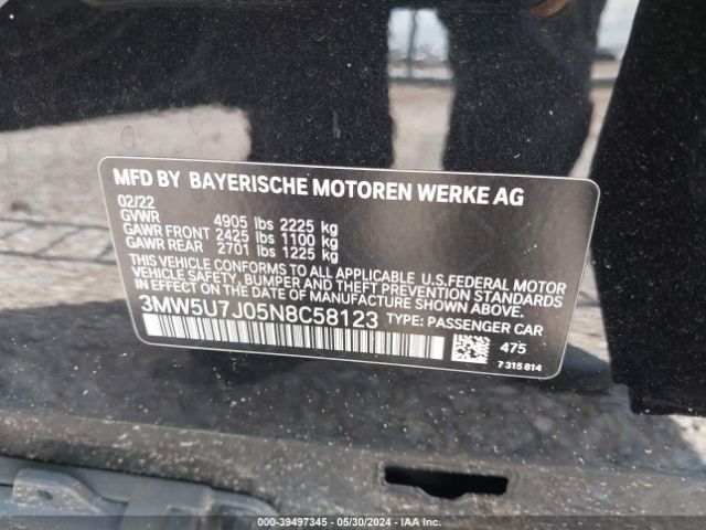 3MW5U7J05N8C58123 BMW 3 Series M340i