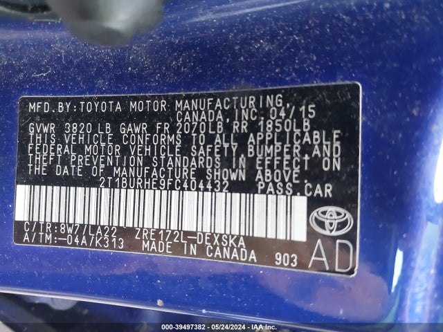 Toyota Corolla S Premium 2015 2T1BURHE9FC404432 Image 9