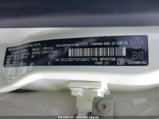 ZACCJBDT7GPC69417 Jeep Renegade Limited
