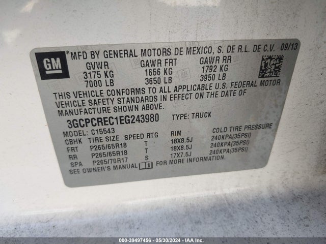 Chevrolet Silverado 1500 1lt 2014 3GCPCREC1EG243980 Image 9