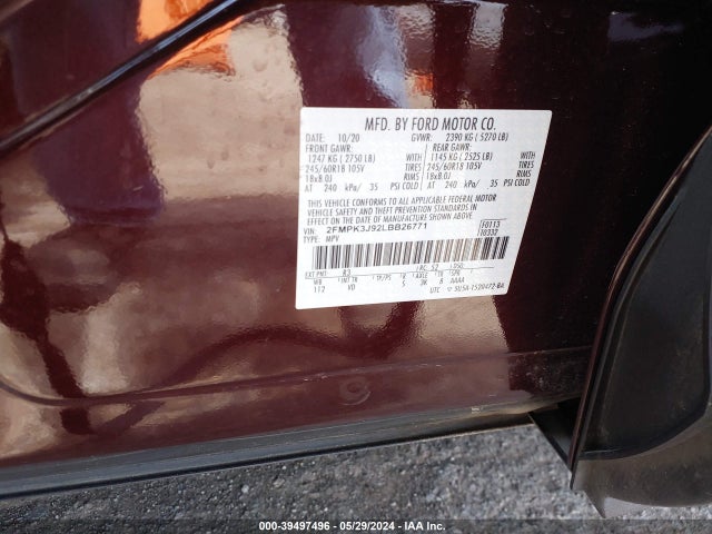 Ford EDGE SEL 2020 2FMPK3J92LBB26771 Image 9