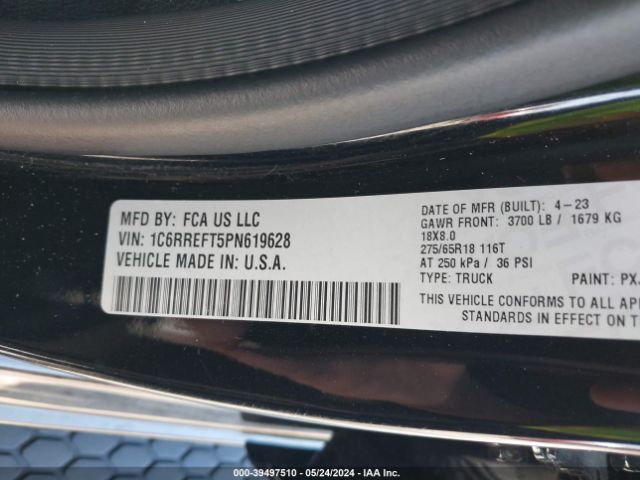 1C6RREFT5PN619628 RAM 1500 Big Horn  4x2 5'7 Box