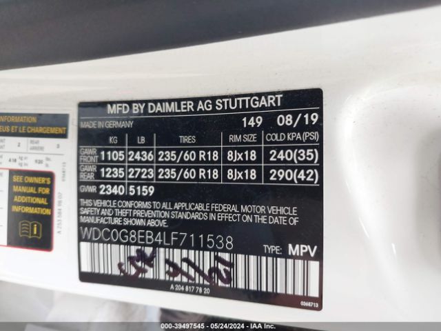 WDC0G8EB4LF711538 Mercedes-Benz Glc 300 4matic