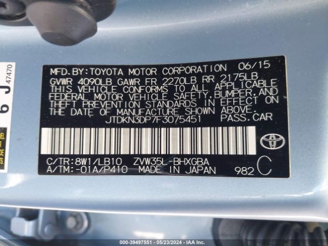 JTDKN3DP7F3075451 Toyota Prius Plug-in Advanced