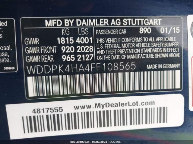 WDDPK4HA4FF108565 Mercedes-Benz SLK 250