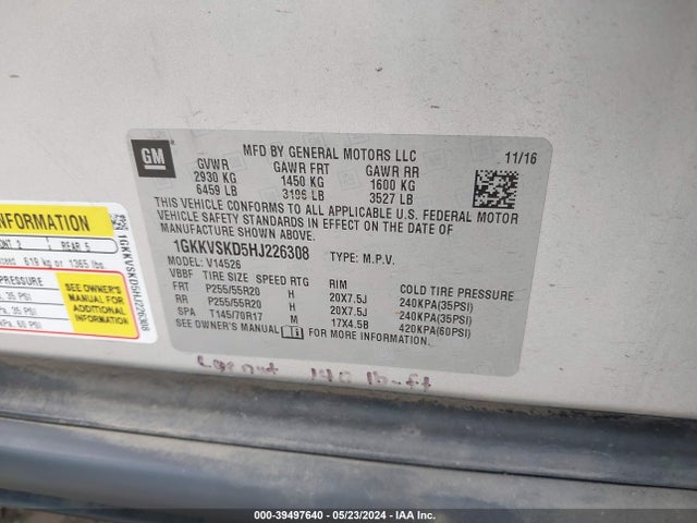 GMC Acadia Limited 2017 1GKKVSKD5HJ226308 Image 9