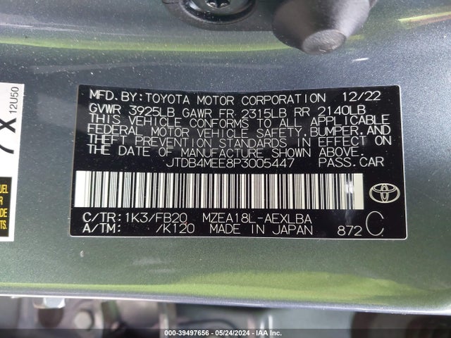 Toyota COROLLA LE 2023 JTDB4MEE8P3005447 Image 9