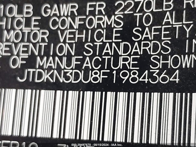 Toyota Prius Two 2015 JTDKN3DU8F1984364 Image 9
