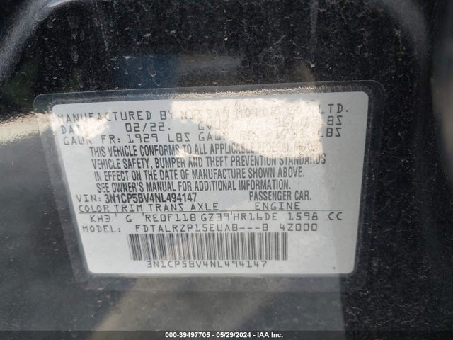Nissan Kicks S Xtronic Cvt 2022 3N1CP5BV4NL494147 Image 9