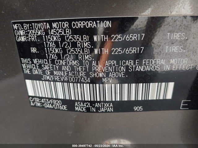 Toyota RAV4 LE 2015 JTMZFREV9FD077434 Image 9