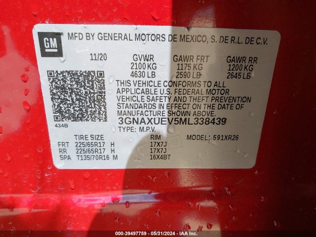 Chevrolet Equinox Awd Lt 2021 3GNAXUEV5ML338439 Image 9