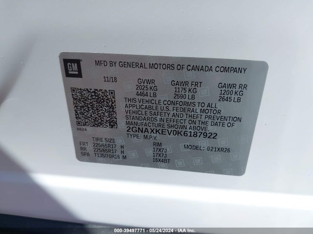 Chevrolet EQUINOX LT 2019 2GNAXKEV0K6187922 Image 9