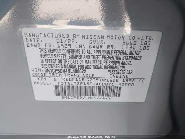 Nissan Kicks Sr Xtronic Cvt 2022 3N1CP5DV4NL488622 Image 9