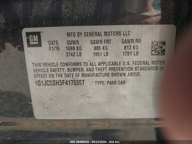 Chevrolet Sonic Lt Auto 2015 1G1JC5SH3F4170357 Image 9
