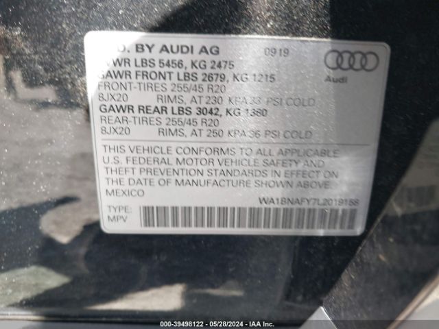 WA1BNAFY7L2019158 Audi Q5 Premium Plus 45 Tfsi Quattro S Tronic