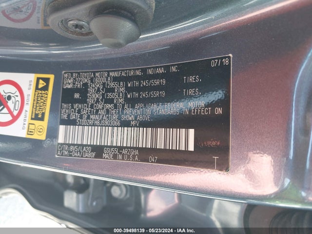 Toyota Highlander Limited 2018 5TDDZRFH8JS903066 Image 9
