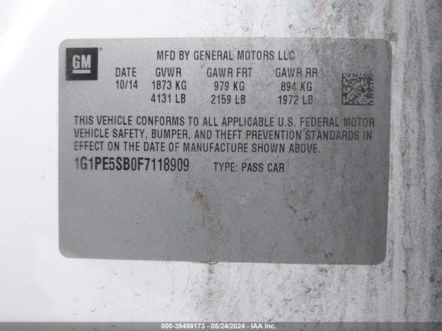 Chevrolet Cruze 2lt Auto 2015 1G1PE5SB0F7118909 Image 9