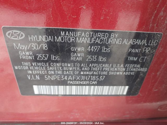 5NPE34AFXJH718537 Hyundai Sonata Sport+