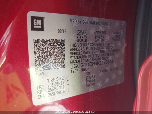 1GCGTDEN4K1126893 Chevrolet Colorado Z71