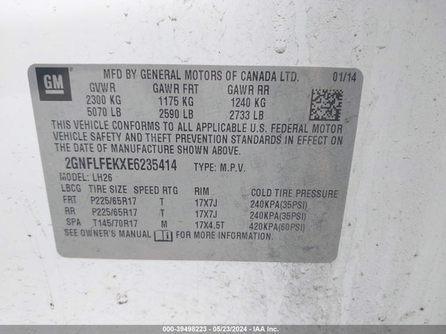Chevrolet EQUINOX 1LT 2014 2GNFLFEKXE6235414 Image 9