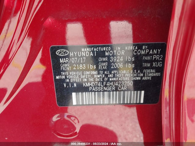 Hyundai ELANTRA SE 2017 KMHD74LF4HU423250 Image 9