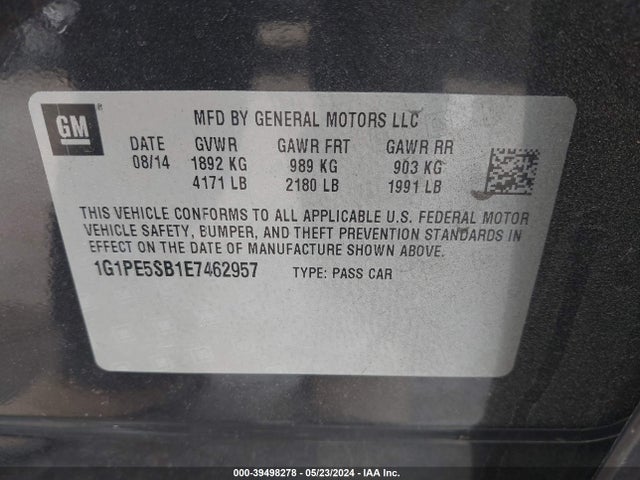 Chevrolet Cruze 2lt Auto 2014 1G1PE5SB1E7462957 Image 9