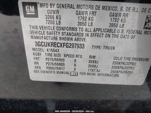 Chevrolet Silverado 1500 1lt 2015 3GCUKRECXFG297933 Image 9