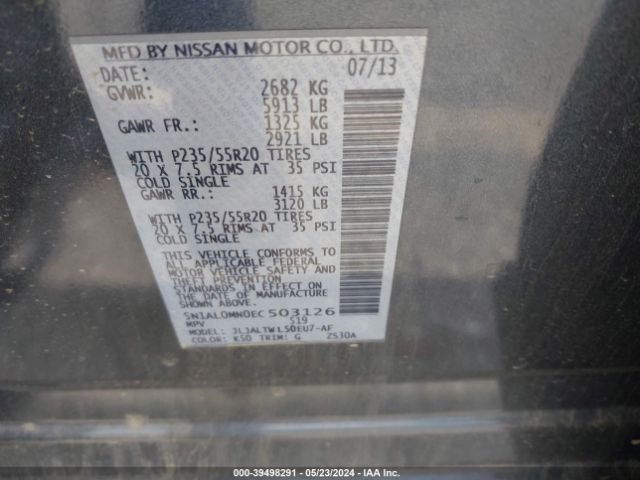 5N1AL0MN0EC503126 Infiniti QX60