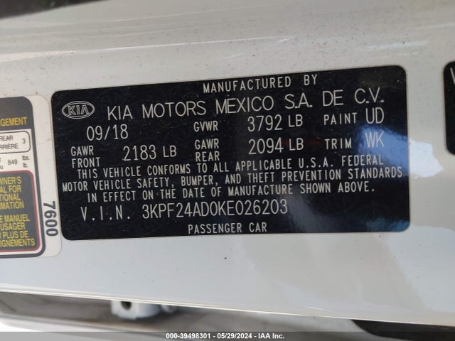 KIA FORTE FE 2019 3KPF24AD0KE026203 Image 9