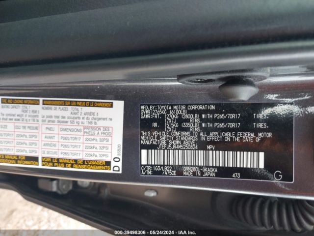 JTEFU5JR4M5250824 Toyota 4runner Sr5 Premium