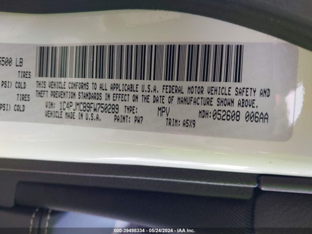 1C4PJMCB9FW750289 Jeep Cherokee Latitude Altitude