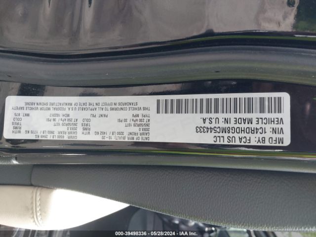 1C4RDHDG8MC544333 Dodge Durango Gt Rwd