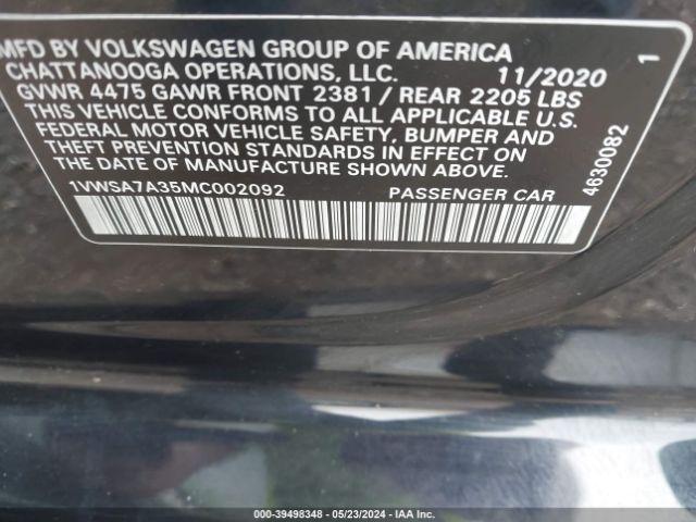 1VWSA7A35MC002092 Volkswagen Passat 2.0t Se