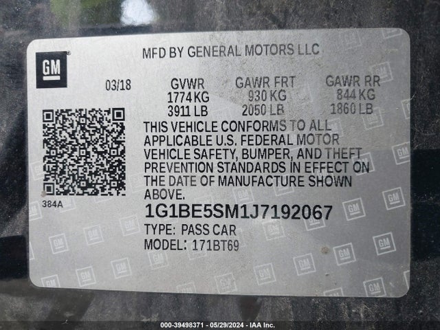 Chevrolet Cruze Lt Auto 2018 1G1BE5SM1J7192067 Image 9