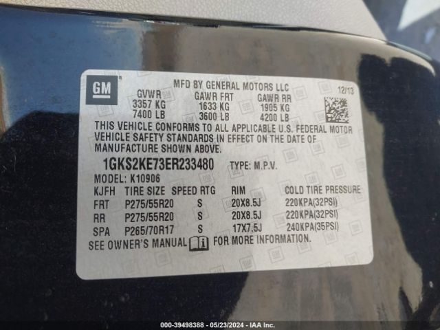 1GKS2KE73ER233480 GMC Yukon Xl 1500 Slt